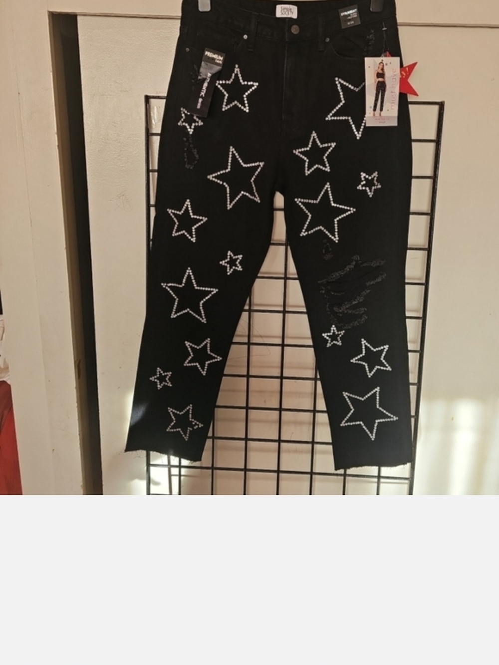 High-Rise Black Star Embellished Women's Jeans